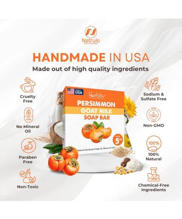 Persimmon Soap Bar | Natural Deodorant for Body Odor Control | Goat Milk Body Wash | Skin Brightening Soap for Men & Women - Buy Online on GoSupps.com