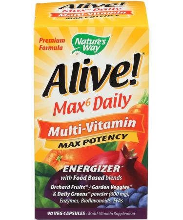 Nature's Way Alive! Max 6 Daily Multi-Vitamin 90 Veg Capsules - Buy Online on GoSupps.com