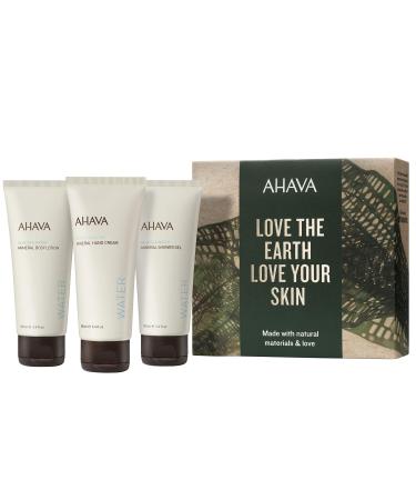 AHAVA Dead Sea Mineral Hand Cream Body Lotion and Shower Gel Value Set