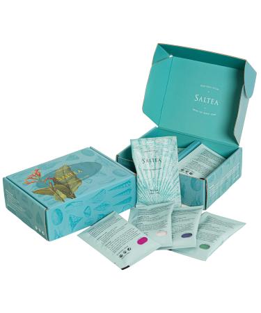 Saltea Luxury Spa Bath Salts for Soaking Bubble Bath Soak Gift Box Magnesium Self Care for Women Relaxing Moisturize Skin Jojoba Argan Oil Spa Set Box of 10 Packets (Vetiver)