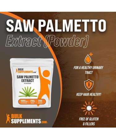 Saw Palmetto Extract Powder - 1000mg per Serving - Gluten Free - 250g (8.8 oz) - BulkSupplements - Buy Online on GoSupps.com