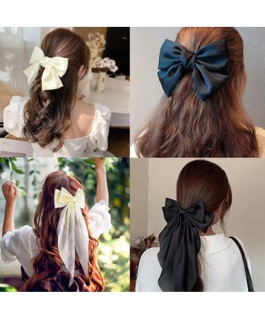 Gsxnkk Bow Hair Clips Big Bowknot Hairpin French Hair Clips Solid Color Hair Barrette Clips Soft Satin Silky Hair Bows for Women Girls (SetC) - Buy Online on GoSupps.com