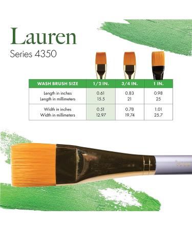 Princeton Artist Brush Co. Lauren Series 4350 Short Wash Size 1/2 Golden Synthetic Paintbrush - Buy Online on GoSupps.com