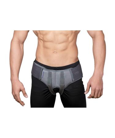 Wonder Care- Grey Inguinal Hernia Support Truss brace for Single/Double Inguinal or Sports Hernia with Two Removable Compression Pads & Adjustable Groin Straps Surgery & injury Recovery belt-Medium Medium (Pack of 1) Dou...