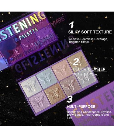 UCANBE 8 Colors Holographic Face Highlighter Palette - Shimmering Illuminating Makeup for Starlight Glow - Buy Online on GoSupps.com