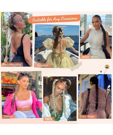 SEIKEA Long Braided Ponytail Extension 34 Inch 150G Black - Synthetic Hair Piece for Women - Buy Online on GoSupps.com