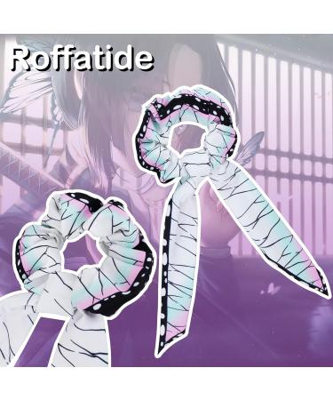 Roffatide Anime Hair Scrunchies with Tail Kochou Shinobu Hair Scarf with Bow Elastic Ties Bands Hair Bobbles Ponytail Holder for Women or Girls Hair Accessories Demon Slayer C - Buy Online on GoSupps.com
