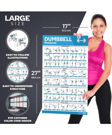 Laminated 21-PACK Workout Poster Set for Home Gym - Dumbbell, Yoga, Resistance Band, Kettlebell Exercises & More - Fitness Chart Bundle - Buy Online on GoSupps.com