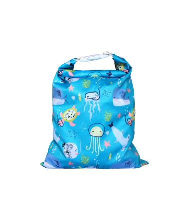 Immaculate Textiles Unisex Baby Wet/Dry Bag with Buckle : Waterproof & Washable : Great for Swimming & Reusable Cloth Nappies (Sea Creatures 28x40cm) Sea Creatures 28x40cm