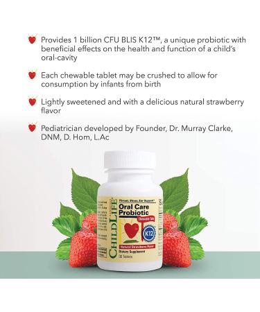 ChildLife LiveBiotics Natural Strawberry Chewable Tablets - 2 Billion CFU, 30 Count - Oral Care for Kids - Buy Online on GoSupps.com