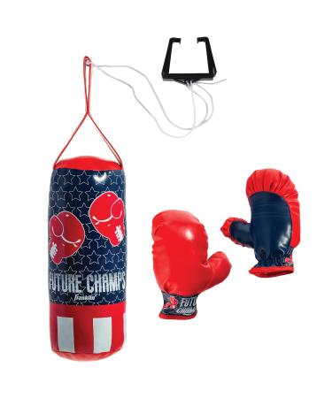 Franklin Sports Future Champs Kids Mini Boxing Set  Includes Kids Boxing Gloves  Punching Bag & Door Jam Bracket with Rope for Adjustable Punching Bag 4.75 x 4.75 x 12