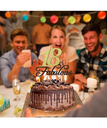 18 & Fabulous Birthday Cake Topper Siipoo Black Gold Glitter Cake Topper for 18th Happy Birthday Anniversary Party Decoration Supplies - Buy Online on GoSupps.com