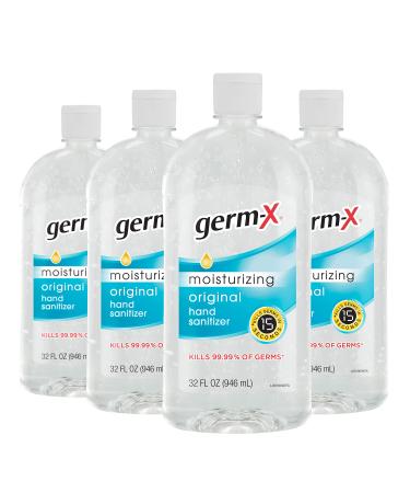 Germ-X Original Hand Sanitizer, Moisturizing Gel with Vitamin E, No Rinse Formula, Large Family-Size Flip Top Bottle, 32 Fl Oz (Pack of 4) 32 Fl Oz (Pack of 4) Without Pump