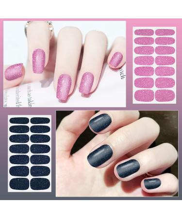 DANNEASY Glitter Nail Polish Stickers - 24 Sheets Self-Adhesive Full Nail Wraps for Women | Gel Nail Strips Manicure Kit with File & Cuticle Stick - Buy Online on GoSupps.com