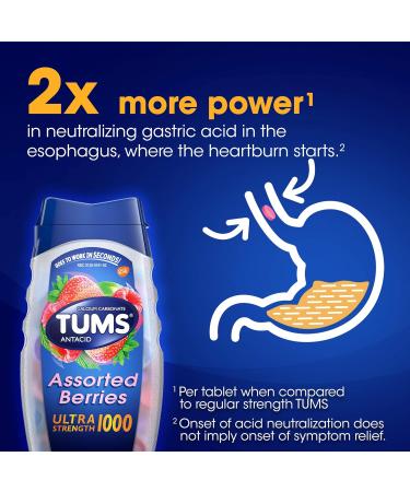 TUMS Ultra Strength Chewable Heartburn Relief Tablets - 12 Rolls, Assorted Berries - Buy Online on GoSupps.com