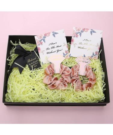 8pcs Satin Bridesmaid Proposal Gifts - White & Rose Gold Hair Ties & Scrunchies | Bachelorette Party Favors & Wedding Gifts - Buy Online on GoSupps.com