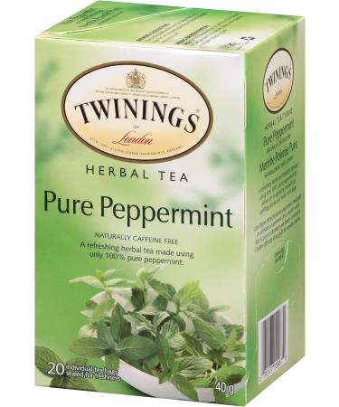 Twinings Pure Peppermint Herbal Revive Individually Wrapped Tea Bags | Naturally Caffeine-Free | 20 Count (Pack of 6) | Enjoy Hot or Iced Peppermint 20 Count (Pack of 6) - Buy Online on GoSupps.com