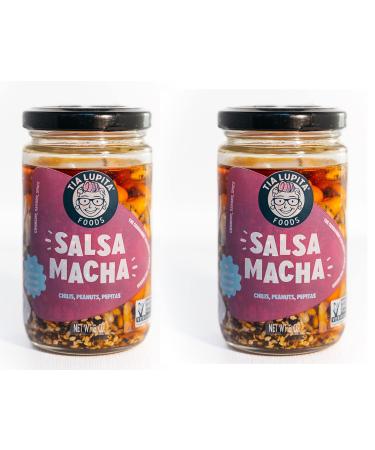 Tia Lupita Salsa Macha Chili Crunch Oil - 2 x 7.5oz Bottles of Flavorful Peanut + Chile Morita Crunchy Chili Oil | Gluten Free Non-GMO Vegan Peanut + Chile Morita 7.5oz x 2 Bottles