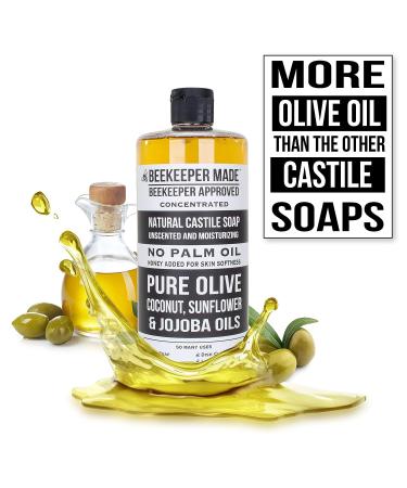 Beekeeper Made Natural Castile Soap 32 fl oz | Palm Oil-Free | Pure Olive, Coconut & Sunflower Oils | GMO Free | Made in USA | For Sensitive Skin (Unscented) - Buy Online on GoSupps.com