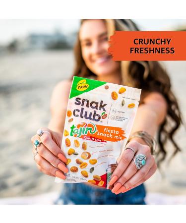 Snak Club Tajin Fiesta Snack Mix 11oz - Chili & Lime Flavored Peanuts, Pepitas & Corn Crunchy Snacks Mild in Heat - Bold Flavor - Resealable Bag - Buy Online on GoSupps.com