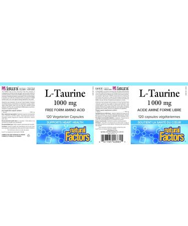 Natural Factors L-Taurine 1000 mg 120 vegetarian capsules Free Form Amino Acid Supports Heart Health - Buy Online on GoSupps.com