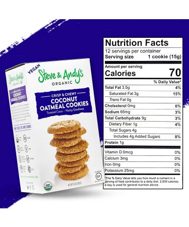 Steve and Andys Soft & Chewy Oatmeal Coconut Cookies - Gluten-Free Dessert, No Corn Syrup, Tree Nuts, Kosher, Non-GMO (2 Pack) - Buy Online on GoSupps.com