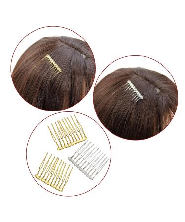 AUEAR 20 Pack Metal Veil Comb Hair Clips - Twist Bridal Wedding Combs - Silver Gold - 10 Teeth - Pack of 20 - Buy Online on GoSupps.com