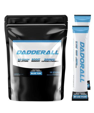 Nootropic Powder for Energy and Focus | No Sugar Focus Energy Drink Mix with Nootropic Supplements 200mg Caffeine for Adults 25 Single Serve Packets Blue Yum