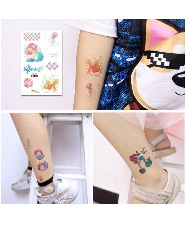 RENUIS Glitter Temporary Tattoos for Kids - 20 Sheets Mermaid Butterfly Fairy Flowers Fake Tattoo Stickers for Girls - Waterproof Party Favors & Gifts - Buy Online on GoSupps.com