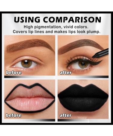 Buy Black Lipstick & Lip Liner Set | Matte Long-Lasting Black Stain for Halloween & Goth Makeup - 2PCS - Buy Online on GoSupps.com