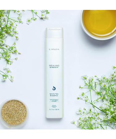 L ANZA Healing Strength White Tea Shampoo - Strengthens Protects & Restores Weak Hair | Luxury Hair Care for Split Ends & Frizz Control (10.1 Fl Oz - Buy Online on GoSupps.com