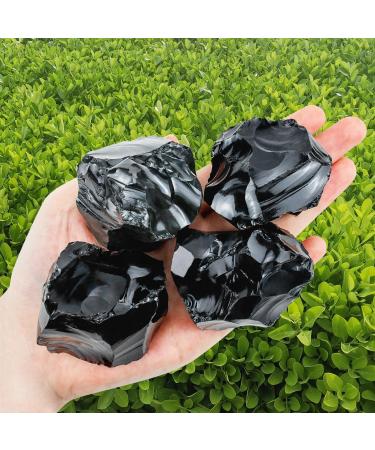 Xiannvxi 2 "Large Obsidian Stone Set 100% Waterstones Premium Premium Gemstones crystals natural stones healing stones mountain crystal plus stones 4PCS J-OBSIDIAN