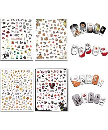 EBANKU 1500+ Patterns Halloween Nail Art Stickers 3D Self-Adhesive Pumpkins Skull Ghosts Bats Nails Art Design for Women Girl Halloween Party Supply Fingernails Decorations - Buy Online on GoSupps.com