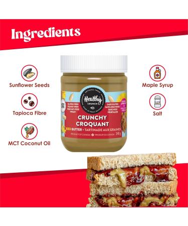 Healthy Crunch Seed Butter Crunchy Flavor 6 Units x 340g - Sunflower Butter Nut Butter Alternative - Organic Non-GMO Vegan-Friendly - High Protein No Added Sugar - Ideal for Snacks & Spreads - Buy Online on GoSupps.com