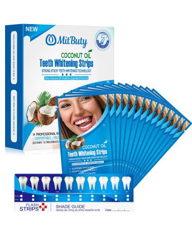 Mitbuty tooth whitening stripes with natural coconut oil 42 non -slip Teeth Whitening Strips - Professional Safe whitening teeth light lights up 21 treatments