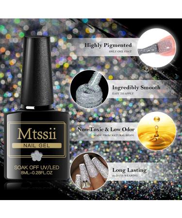 Glitter Gel Nail Polish | Reflective Silver Color | Soak Off UV Polish for Nail Art | Salon Quality Shine - Buy Online on GoSupps.com