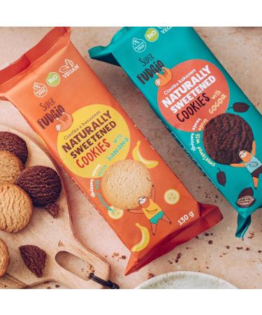  SUPER FUDGiO SUPER FUDGiO Organic Cookies | Naturally Sweetened Agave Organic Vegan Cookies - Palm Oil Free | Healthy Nibble | 6 x 130g - Buy Online on GoSupps.com