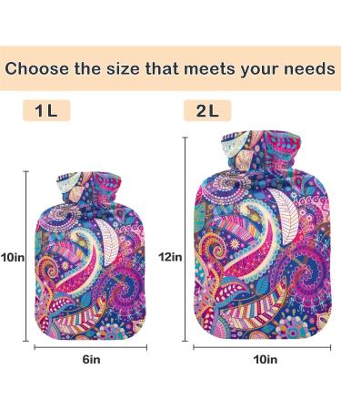 Colorful Paisley Flower Hot Water Bottle with Cover - 2L for Back Pain Relief & Cold Therapy | Naanle International Shipping - Buy Online on GoSupps.com