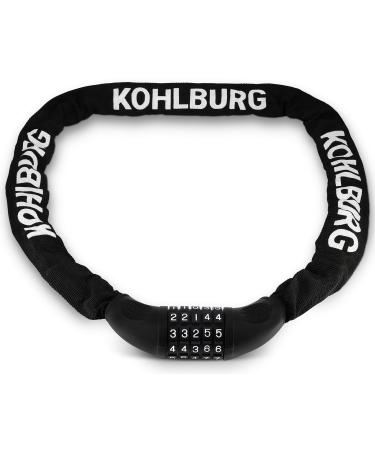 KOHLBURG Extra Long Bicycle Combination Lock - 3.8 ft Chain & 0.24 Strong Number Combination Bike Lock - Secure Chain Lock Almost 4 ft - Security 5-Digit Bike Lock Combo for Bicycle & e-Bike
