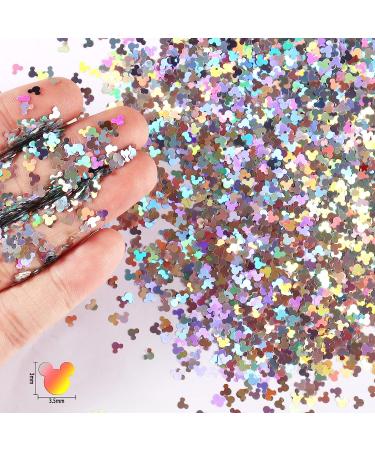 Renfio 1.75 Oz 50g Holographic Mickey Mouse Confetti Glitter for DIY Art & Holiday Decoration - Laser Silver Chunky Sequins - Buy Online on GoSupps.com