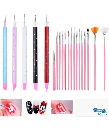 Kare & Kind 20x Nail Art Accessories - 15x Nail Art Brushes 5x Double Ended Sculpting and Dotting Pen - DIY Home Salon Professional Use - Also for Cake Decorating Crafting Clay Art Pottery - Buy Online on GoSupps.com