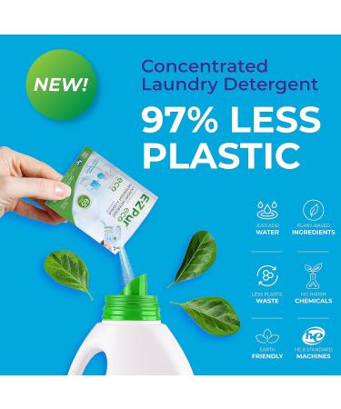 130 Loads Eco Laundry Detergent - 2-Pack Refill 40g Each Mix with Water to Make 3.6L Unscented Liquid HE Compatible Septic Safe Concentrated - EZ Pur Eco. - Buy Online on GoSupps.com