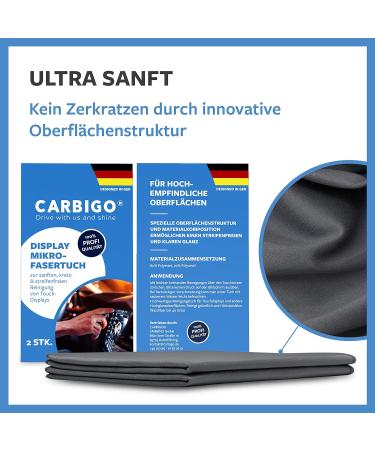 Carbigo 210 GSM Profi Microfiber Cloth - Lint-Free Soft Strip-Free Cleaning for Glasses & Screens - Innovative Polishing Cloth 30x30cm (2x) - International Shipping Available - Buy Online on GoSupps.com