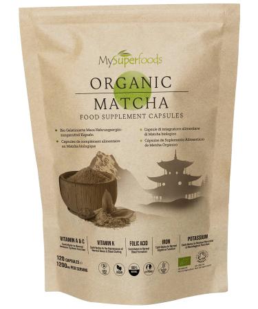 Matcha Green Tea Capsules | Organic | 1200mg per Serving | 120 Capsules | Natural Energy Supplement & Ergogenic Aid | MySuperfoods 120 Count (Pack of 1) - Buy Online on GoSupps.com