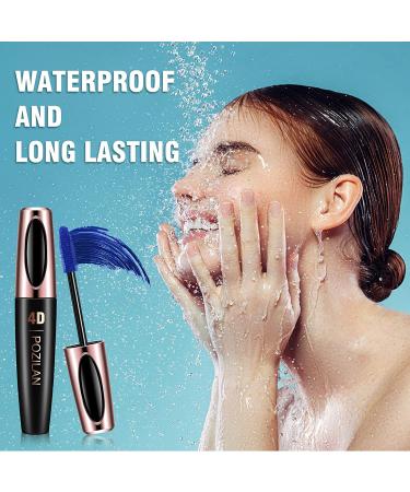 Blue Waterproof 4D Silk Fiber Lash Mascara with Eyeliner & Folding Comb Brush - Lengthening, Volumizing, Long-Lasting, Natural Eye Makeup - Buy Online on GoSupps.com
