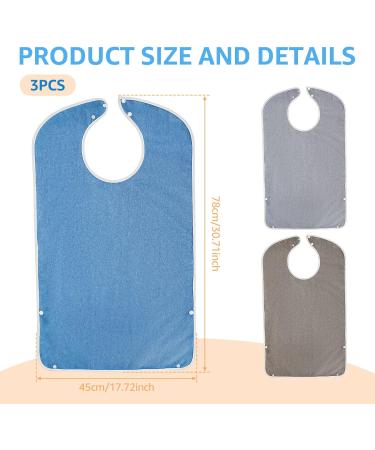 3 Pack Adult Bibs for Men Women Elderly Seniors and Disabled Waterproof Reusable Clothing Protector Adult Feeding Bibs Washable Adult Towel Bibs for Eating and Crumb Catcher - Buy Online on GoSupps.com