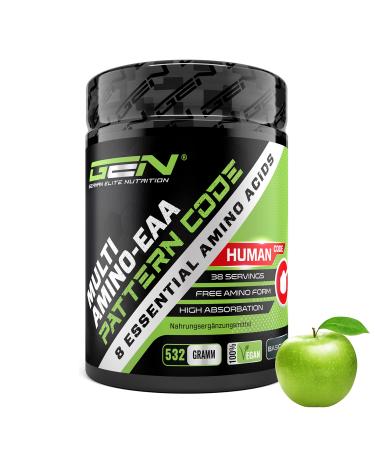EAA powder - 532 g - Green Apple (green apple) - Human Code Formula - All 8 essential amino acids - Amino workout drink - Delicious taste - vegan green apple 38 portions (1 Pack)
