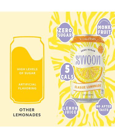 Swoon Classic Sugar Free Lemonade - Low Carb Paleo-friendly Gluten-free Keto Drink - 100% Natural Lemon Juice Concentrate - 12 Fl oz (Pack of 12) - Buy Online on GoSupps.com