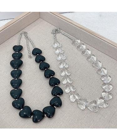 Southjieling Adjustable Acrylic Heart-Bone Chain | Personalized Pearl Jewelry & Petite Heart Necklace/Bracelet for Girls - Trendy Transparent Design - Buy Online on GoSupps.com