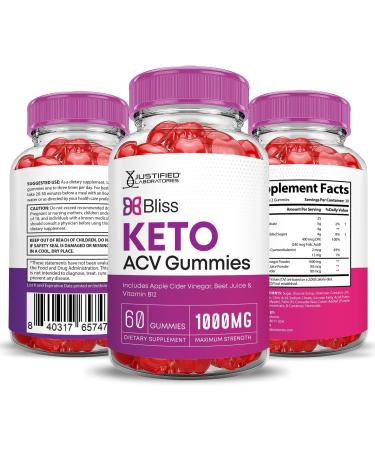 Justified Laboratories (2 Pack Bliss Keto ACV Gummies Advanced Formula 1000MG Bliss Keto Gummies Apple Cider Vinegar Boost Formulated with Pomegranate Beet Juice Powder B12 Vegan Non GMO 120 Gummys 60 Count (Pack of 2) - Buy Online on GoSupps.com